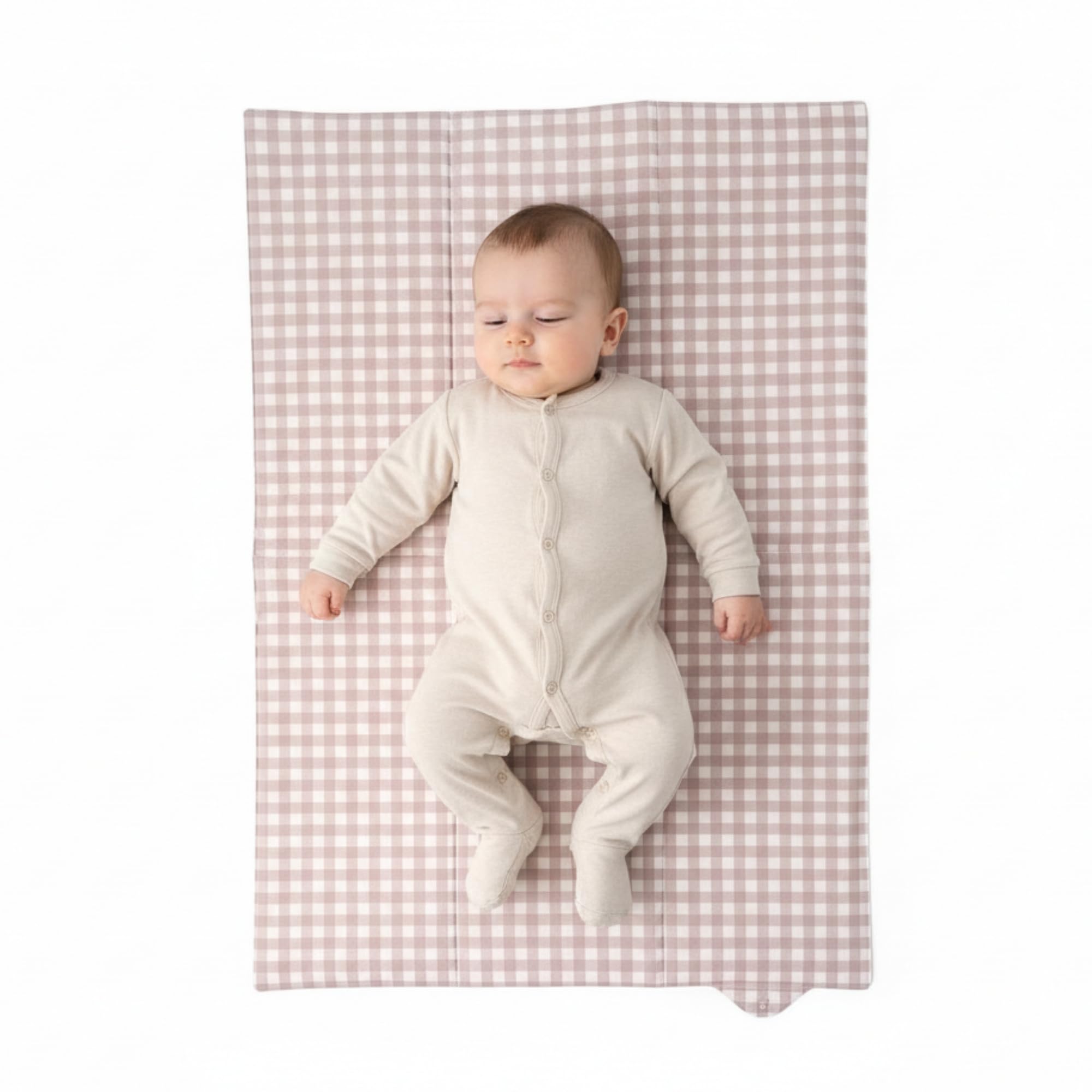 Clair de Lune Gingham Foldable Changing Mat, Easy Clean Soft Water Resistant Tra