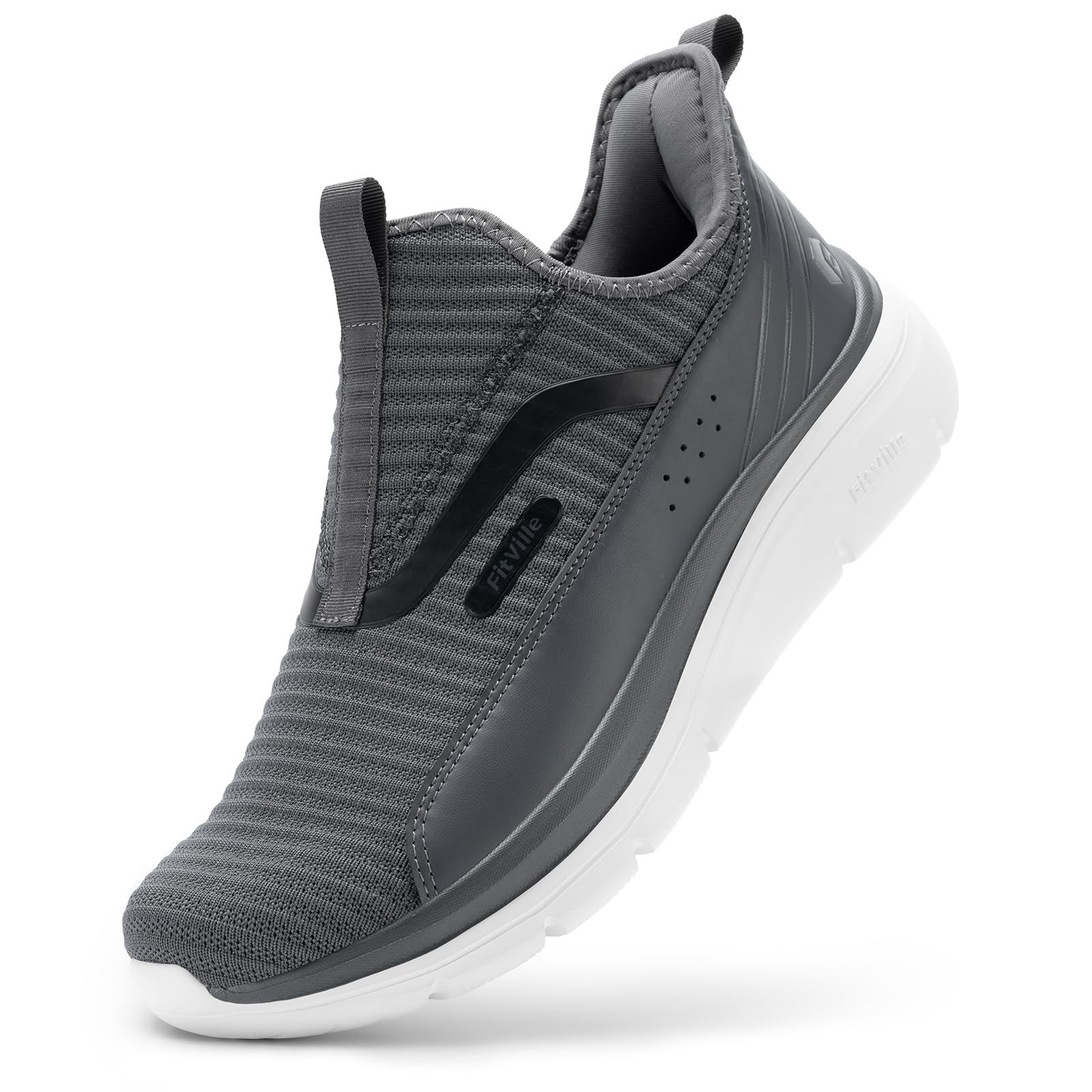 FitVille Men's Extra Wide Slip on Walking Shoes with Arch Support Men Slip on Sn