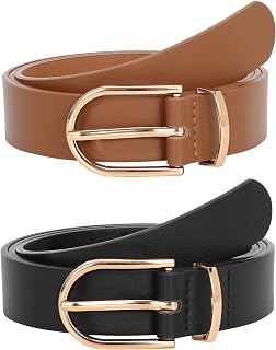 JASGOOD Women's Leather Belts for Jeans Trousers Fashion Women Belt with Gold Buckle