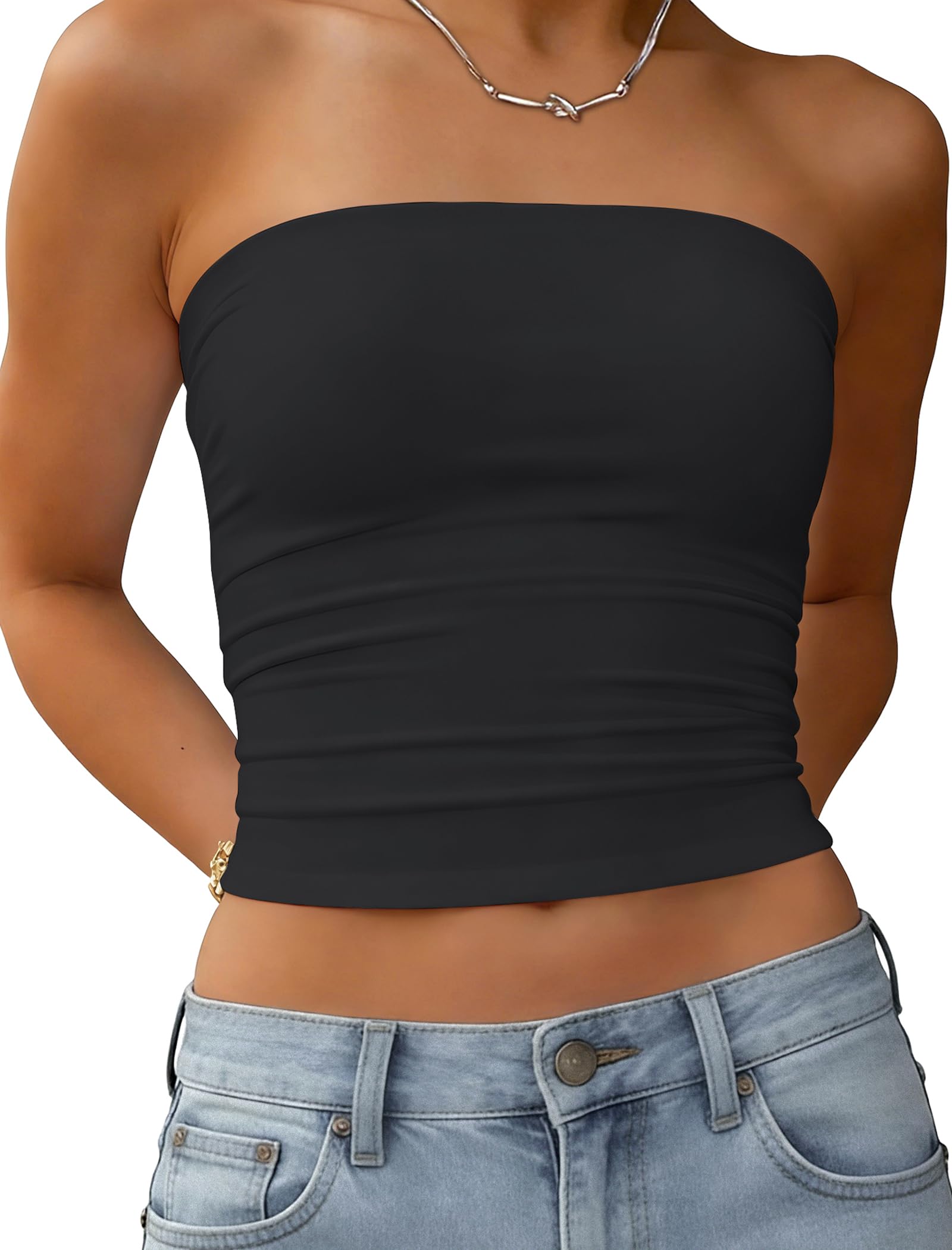 Matunana Top a tubo da donna Estate Crop Carino Y2K senza spalline Backless Basi