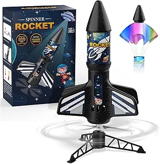 Mafbeanl Rocket Launcher for Kids, Self Launching Motorized Air Rocket Toy | Outdoor Toys for Ages 8-12, Model Rockets with Parachute Safely Land, Spaceship Launch up to 200 ft Birthday Gifts for Boys