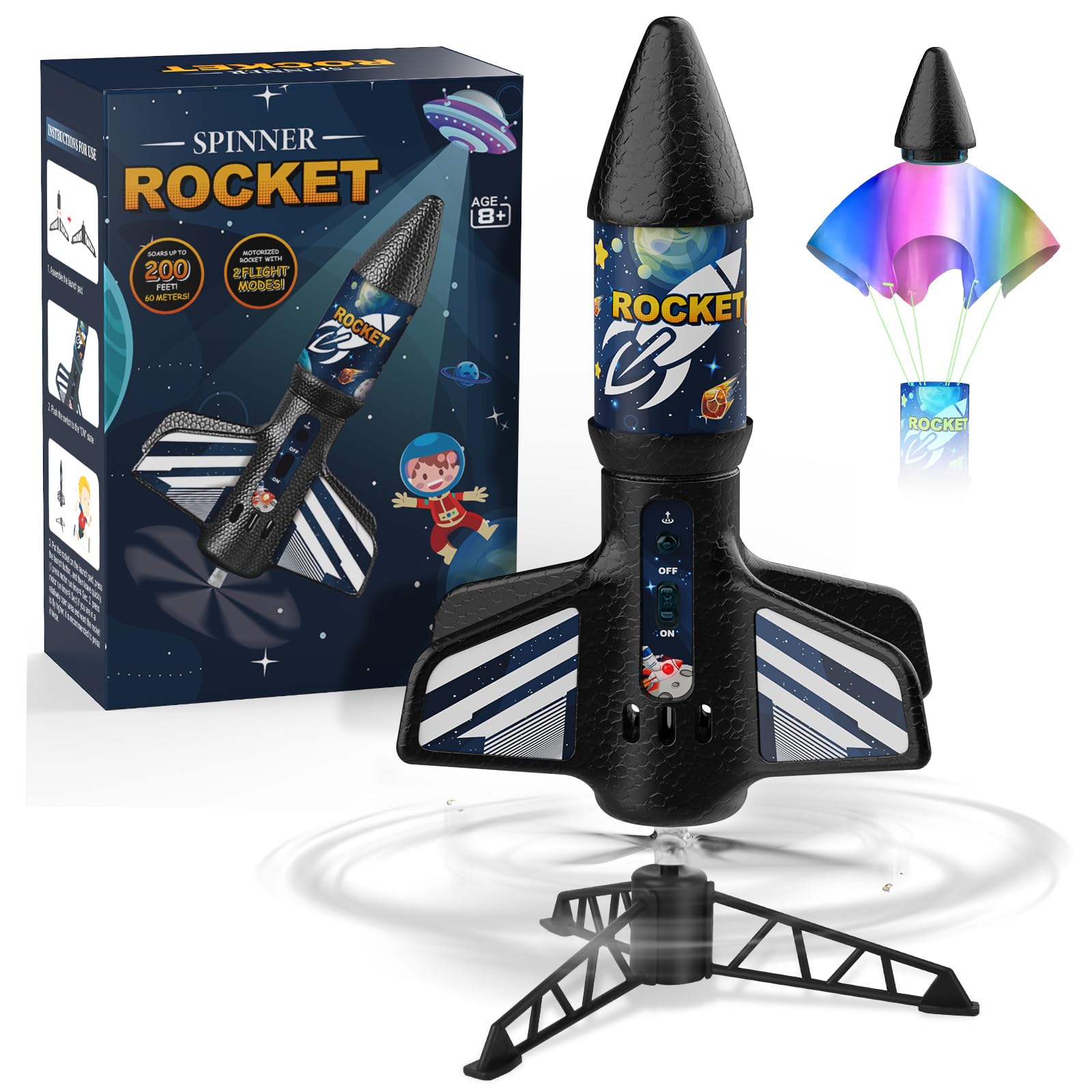 Mafbeanl Rocket Launcher for Kids, Self Launching Motorized Air Rocket Toy | Out