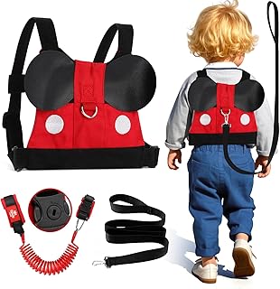 Lehoo Castle Toddler Leash for Walking, Safety Harness with Leash for Kids | 3-in-1 Child Leashes for Toddlers, Reflective Anti-Lost Wrist Link with Key Lock for Travel and Outdoor Activities