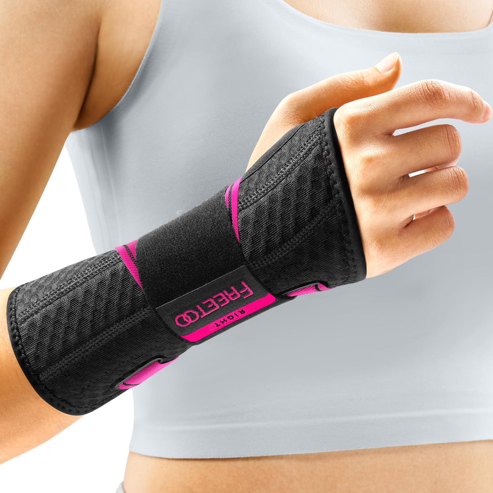 FREETOO Carpal Tunnel Wrist Brace Night Support.Pink,Right Hand,S/M | Wrist Spli