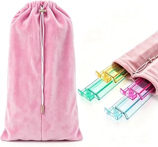 Mahjong Rack Storage Bag with 4 Dividers for 16"-20" Mahjong Racks (Pink) | Soft Velvet Sleeves Mahjong Racks Drawstring Storage Bag Design for Wood Acrylic Mahjong Rack Pusher Organizer