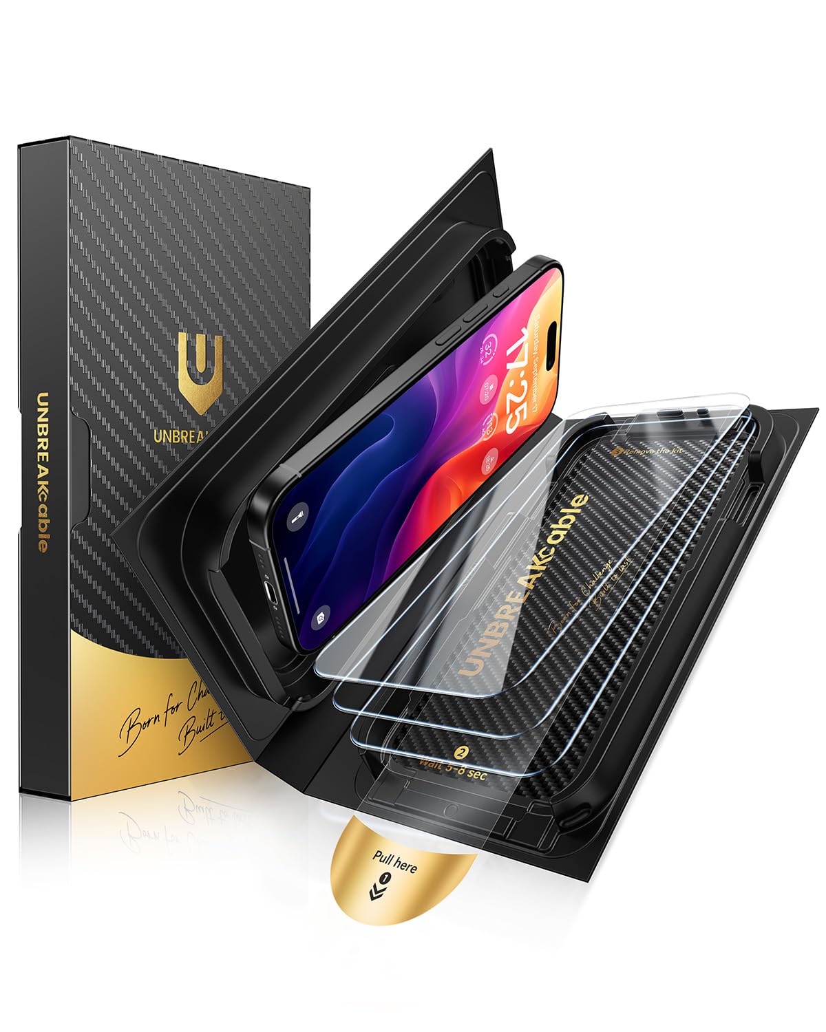 UNBREAKcable Screen Protector for iPhone 15 Plus, One-Pull to Install