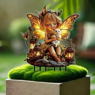 Fairy Garden Stake 2D Acrylic Elf Shape Decorative Stake Outdoor Indoor Yard Lawn Potted Plants