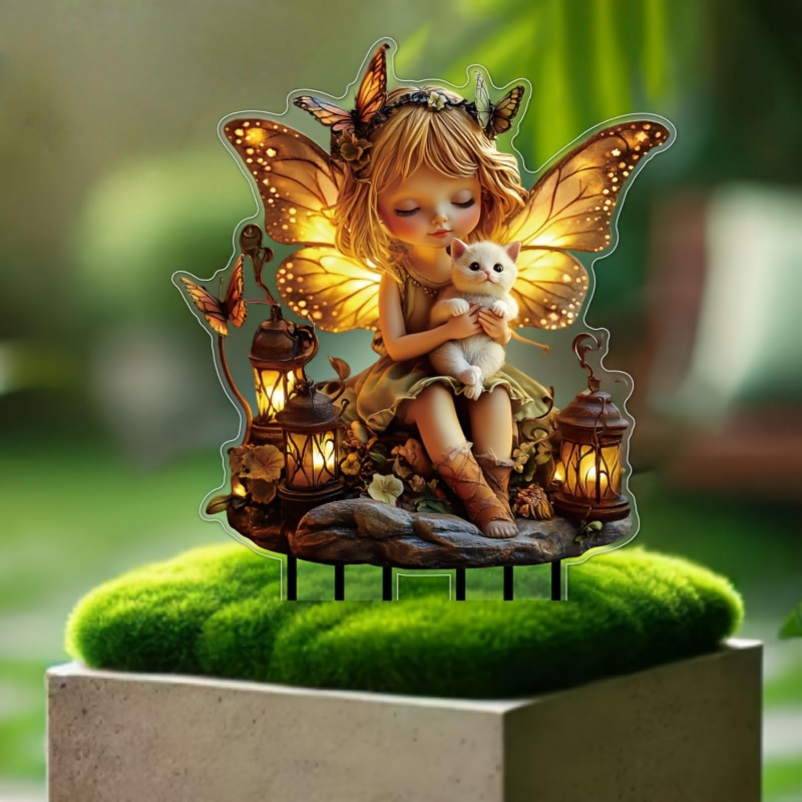 Fairy Garden Stake 2D Acrylic Elf Shape Decorative Stake Outdoor Indoor Yard Law