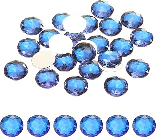 Generic Flat Back Round Acrylic Rhinestones,10mm SS45 Deep Blue Flatback Crystal Rhinestones for Crafts Clothes Shoes DIY Decoration Gifts 100Pcs