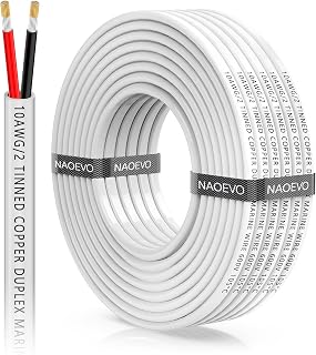 NAOEVO 10 Gauge Marine Wire Duplex, 10 AWG Wire, 10/2 Marine Cable, 30FT