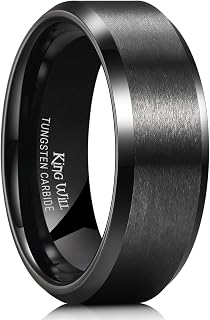 King Will Tungsten Men's Wedding Ring - Available in 6mm to 10mm | Black/Silver/Gunmetal/Gold, Beveled Polished Edge, Comfort Fit, Everyday Wear
