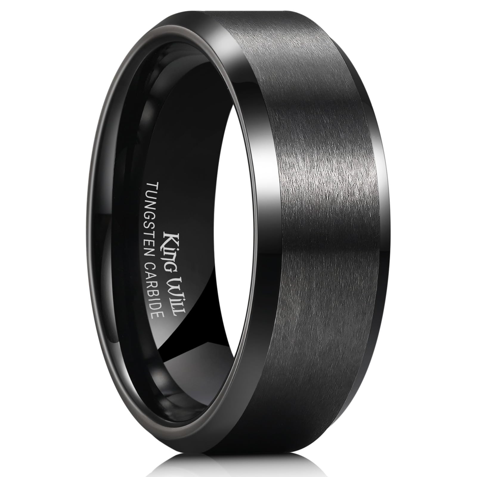 King Will Tungsten Men's Wedding Ring - Available in 6mm to 10mm | Black/Silver/