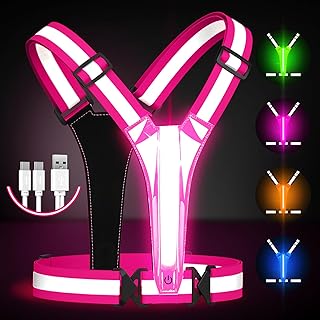 LED Reflective Running Vest Gear,Light Up Vest Runners Night Walking USB Rechargeable,Up to 11hrs Light with Adjustable Waist/Shoulder for Women Men Kid