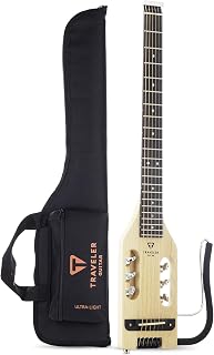 Traveler Guitar Ultra-Light Acoustic Guitar Maple | Portable Acoustic with Removable Lap Rest | Full 24 3/4" Scale Headless Guitar | Custom Gig Bag Included