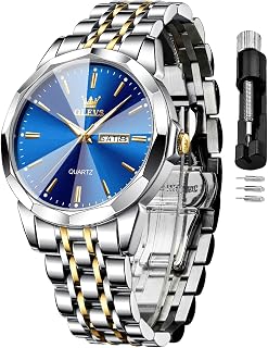 OLEVS Montres pour hommes Robe à quartz analogique Montre d'affaires Date Acier inoxydable Classique Luxe Casual Lumineux Étanche Montres Bracelet Homme