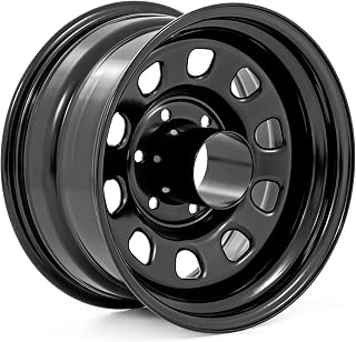 Rough Country Black Steel Wheel - 15x8, 5x5.5 Bolt Pattern, 19mm Offset, 4.25 Bore, Heavy-Duty D-Window Off-Road Rim for Trucks & Jeeps