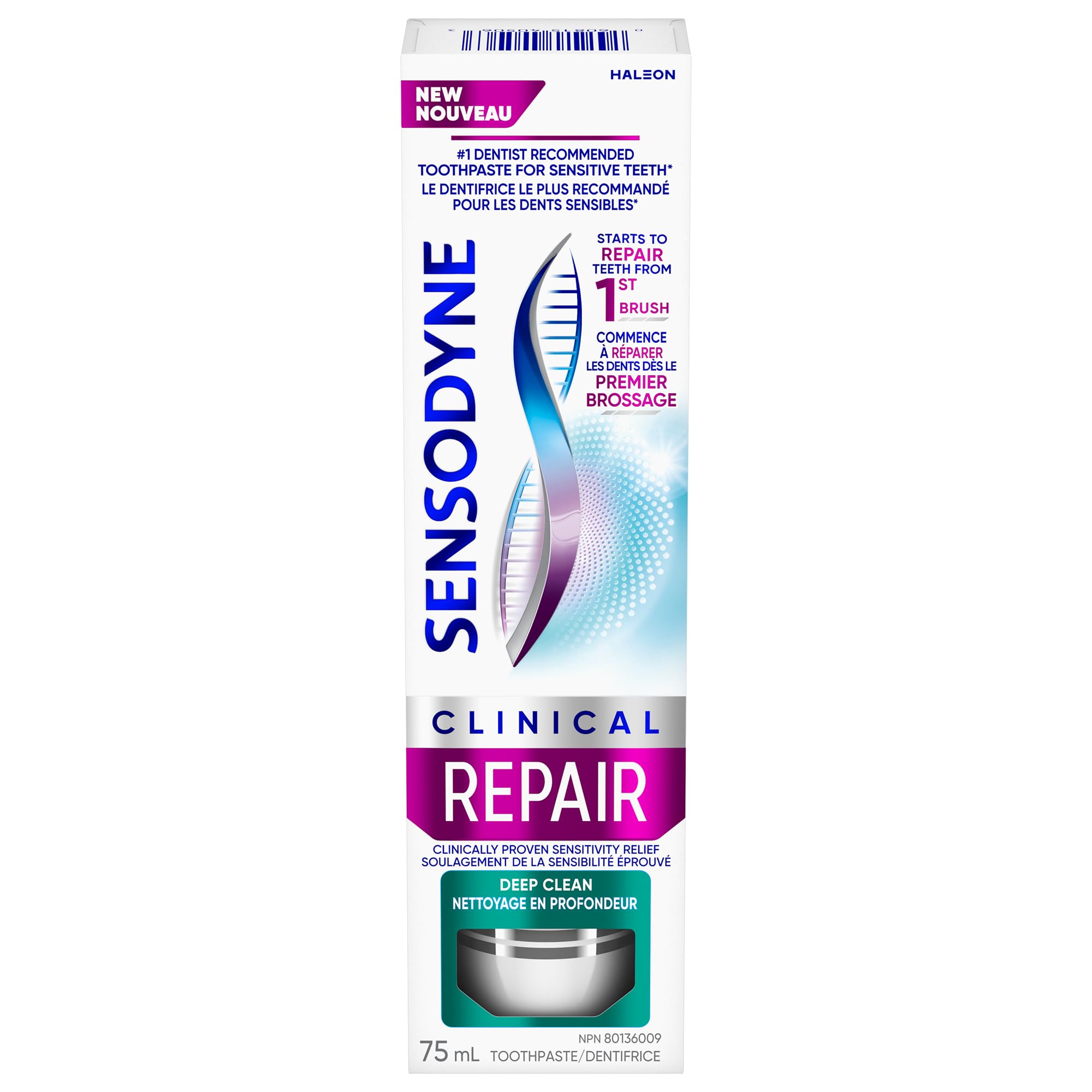 Sensodyne Clinical Repair Mint Toothpaste for Sensitive Teeth (Deep Clean), 75ml