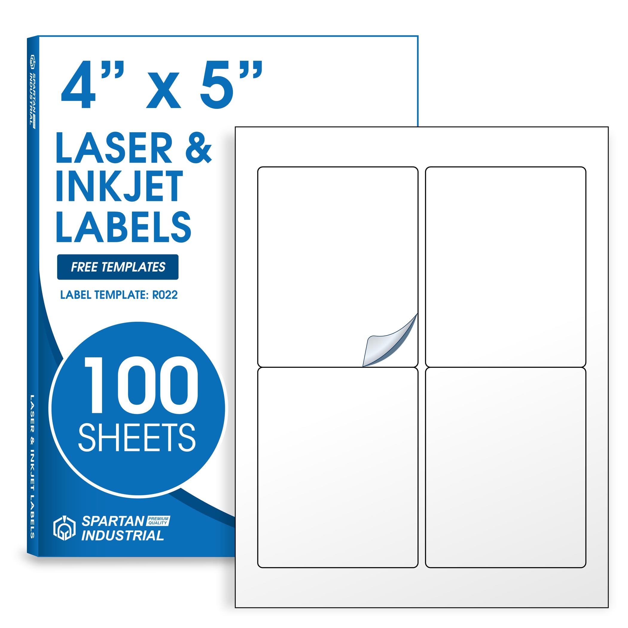 4" X 5" Matte White Printable Shipping Labels (100 Sheets, 400 Stickers) | Addre