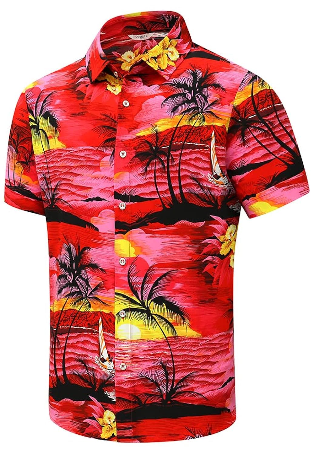SheLucki Hawaiian Shirt Men Unisex Summer Beach Casual Short Sleeve Button Down 