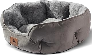 Asvin Small Dog Bed for Small Dogs, Cat Beds for Indoor Cats, Pet Bed for Puppy and Kitty, Extra Soft & Machine Washable with Anti-Slip & Water-Resistant Oxford Bottom, Grey, 20 inches