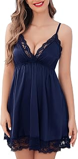 Avidlove Satin Nightgown Sexy Lace Chemise Sleepwear Slip Dress for Women