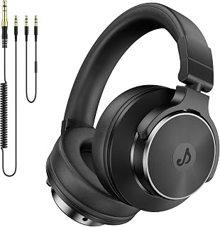 Wired Headphones, Over Ear Headphones for Studio Monitor & Mixing DJ | 50mm Drivers, Stereo Sound, 1/4 to 3.5mm Jack, for Guitar AMP, Podcast, Keyboard & Computer Recording, Black