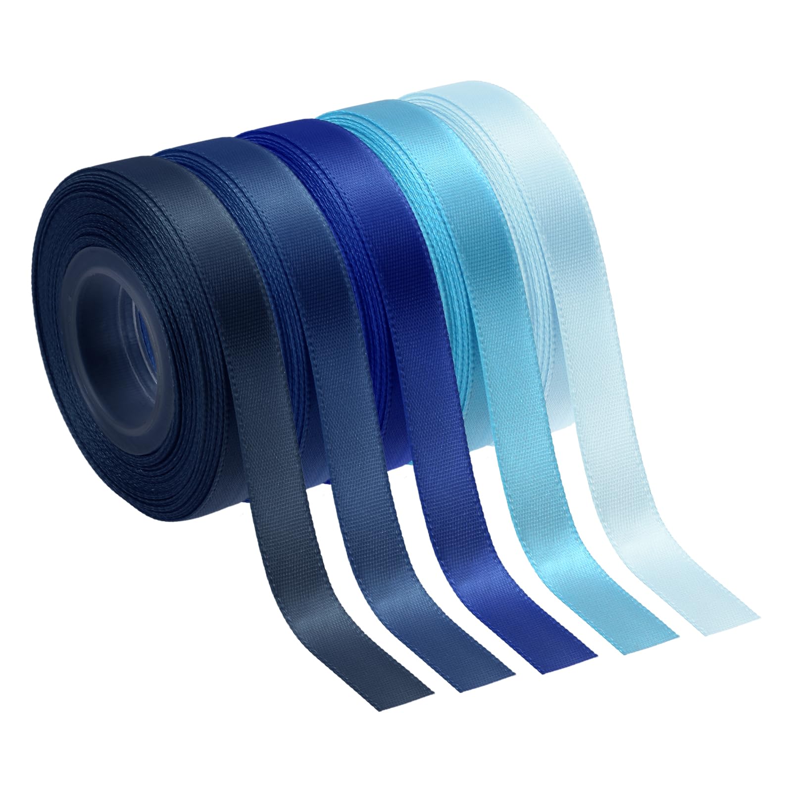 PATIKIL 3/8 Inch x 50 Yards Solid Satin Ribbon, 5Pcs Polyester Fabric Ribbon Rol