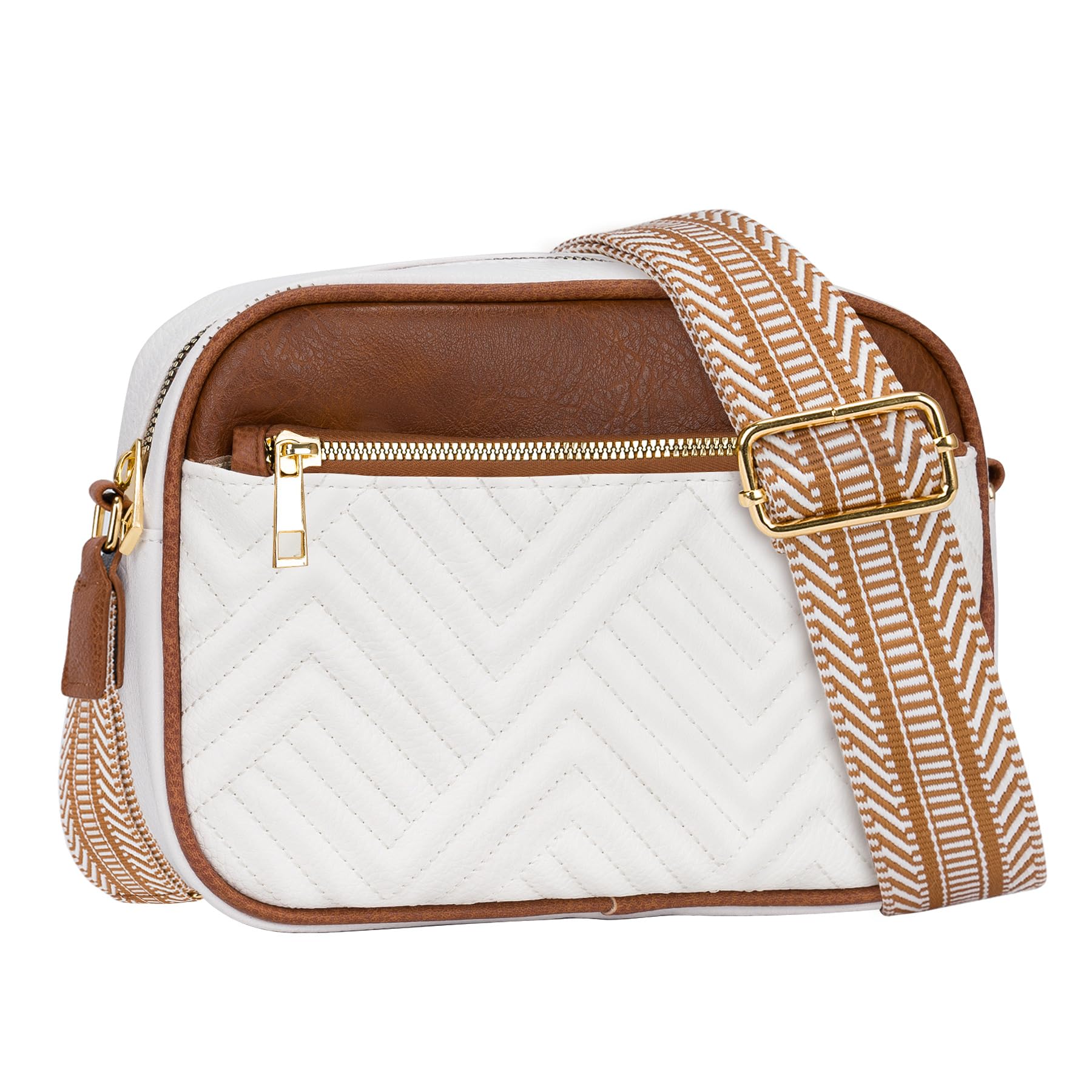 Crossbody Bags for Women, Quilted PU Leather Shoulder Bag with Adjustable Wide S