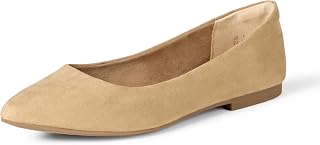 Amazon Essentials Women's Cushioned Pointed-Toe Ballet Flat, Slip-on Non-Slip Work Shoes Regular and Wide Widths