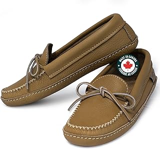 Moccasin Slippers for Men, Leather House Moccasins, Made in Canada