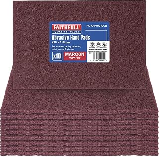 Faithfull AHPMAROON Very Fine Hand Pad 230 x 150mm - Maroon (Pack of 10), FAIAHPMAROON