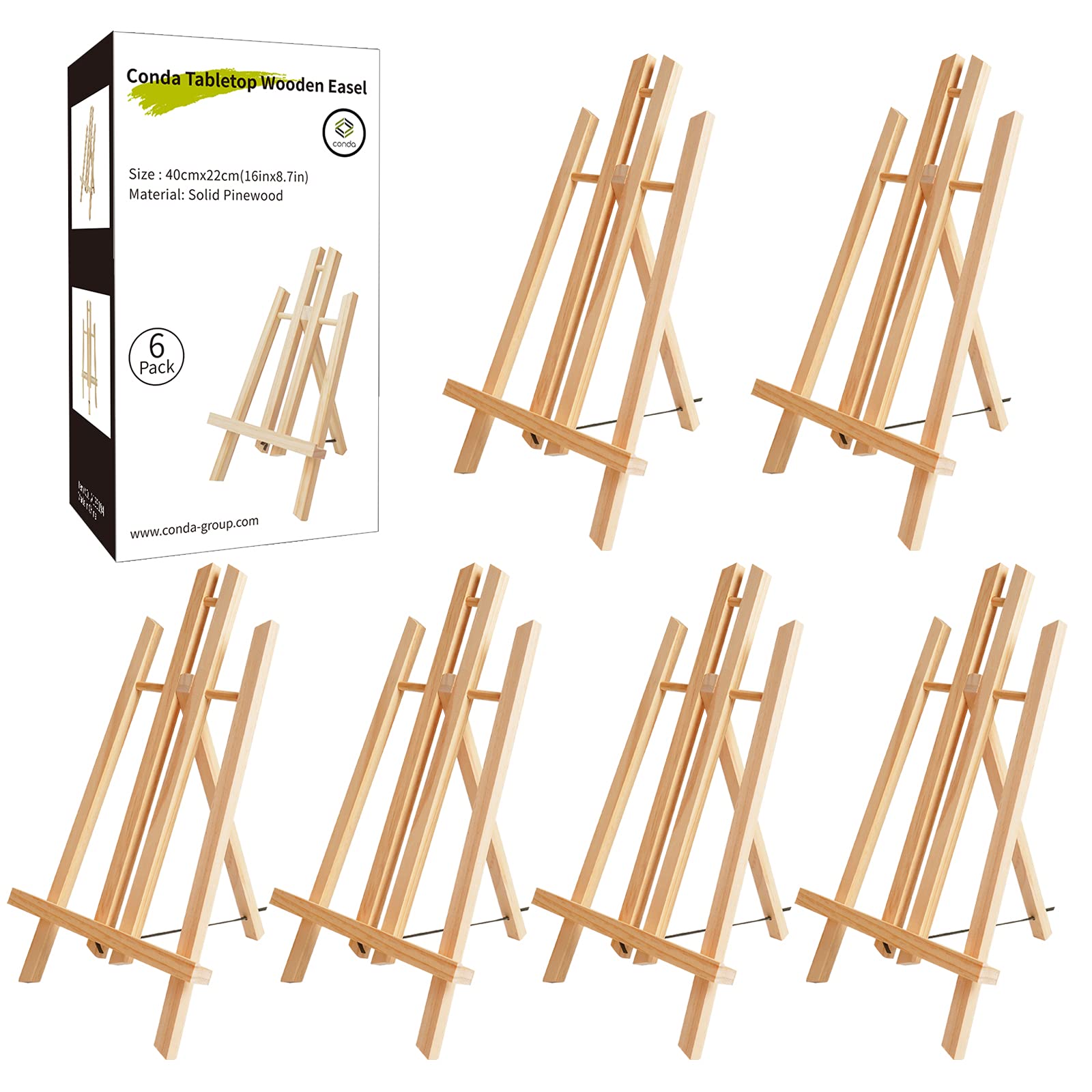 CONDA 6 Pack 16" Tabletop Display Easel, Portable A-Frame Tripod Display Easel f