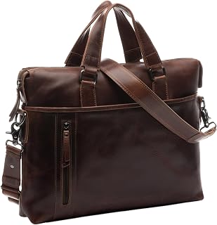 SID & VAIN Laptop Bag London Large Business Briefcase Real Leather 15.4 inch Laptop Portable Computer Satchel Leather Bag Men´s Bag