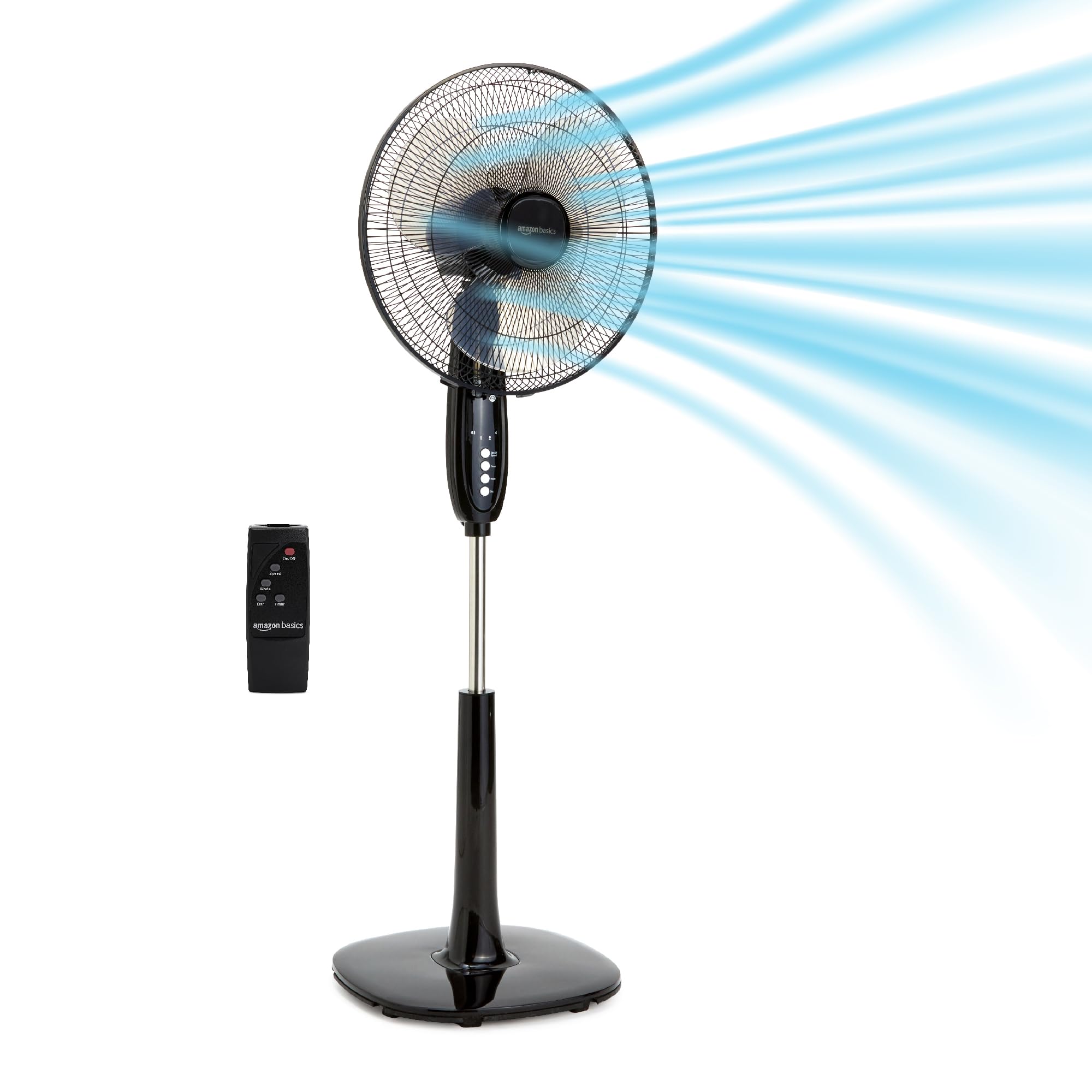 Amazon Basics 16" Pedestal Fan with Remote for Bedroom, Living Room, Office, Adj