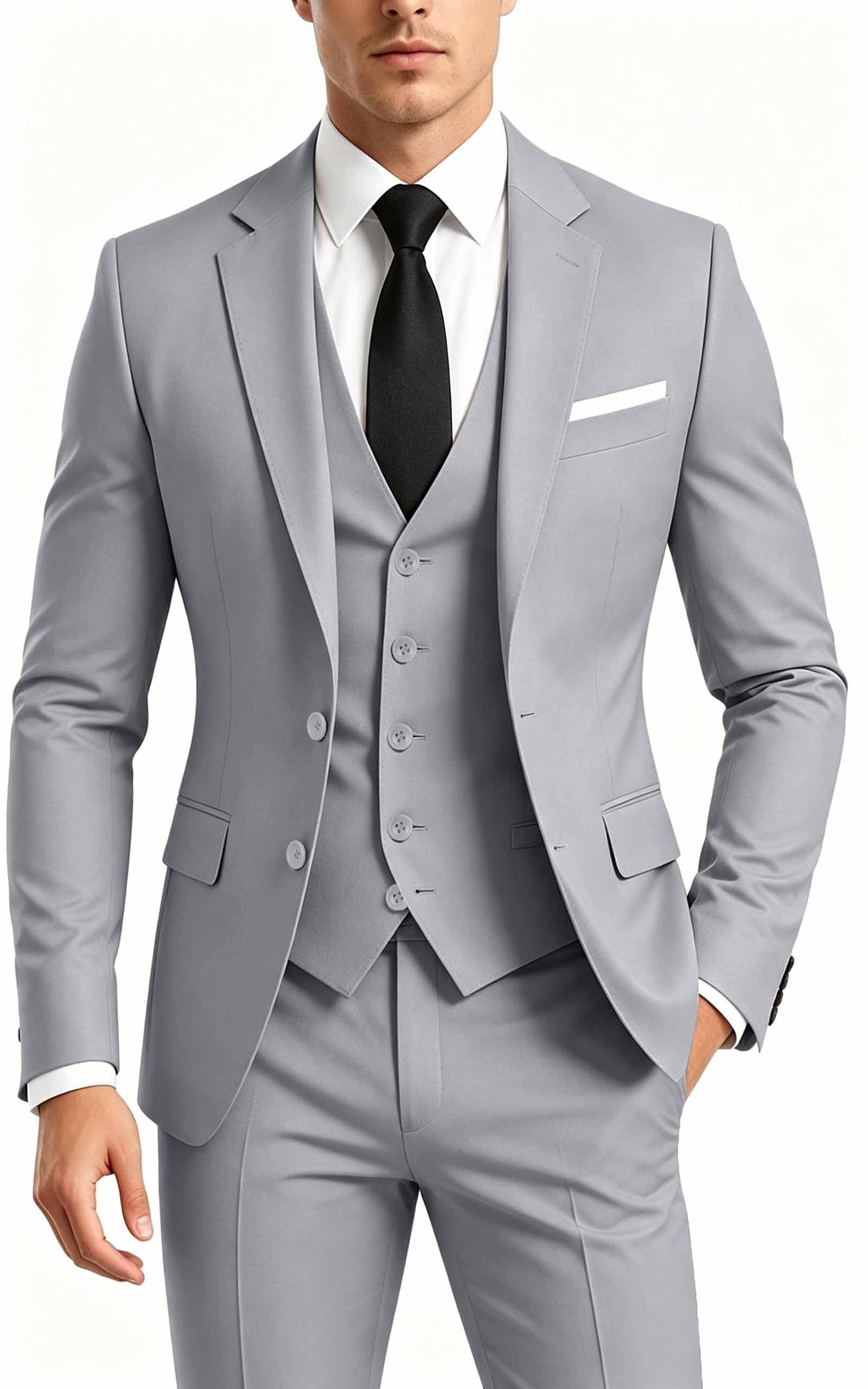 Men's Suit 3 Pieces Slim Fit Business Wedding Blazer Vest Pants Set Tuxedo