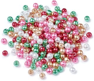400pcs 4mm Christmas Mixed Glass Round Beads Colorful Mini Loose Spacer Beads Smooth Wedding Decoration for DIY Earring Bracelet Necklace Jewelry Making