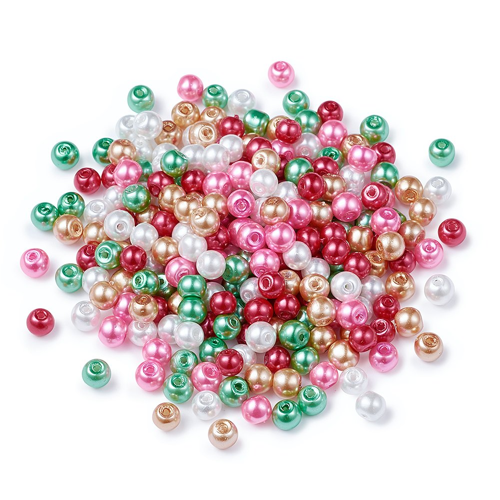 400pcs 4mm Christmas Mixed Glass Round Beads Colorful Mini Loose Spacer Beads Sm