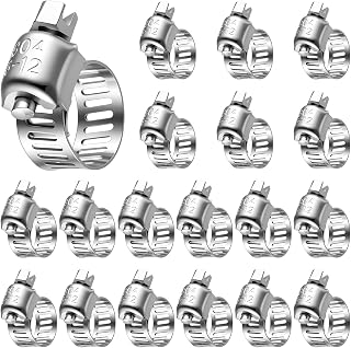 50 Pcs Stainless Steel Hose Clamps 1/4 Inch to 1/2 Inch (6-12mm) 304 Stainless Steel Worm Gear Metal Hose Clamps for Pipe, Intercooler, Plumbing, Tube and Fuel Line