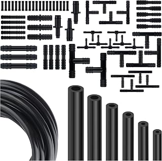 Multipurpose Vacuum Line Kit,6PCS 5Ft Vacuum Hose Automotive+64PCS Vacuum Line Connectors,Max 130PSI Silicone Hose for Variety Car Piping System Automotive Replacement Vacuum Hoses (70PCS)