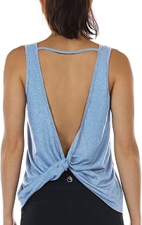 icyzone Women's Backless Gym Tank Top, Breathable and Comfortable Loose Tank Top for Training, Running, Fitness