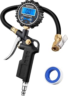 AstroAI Digital Tire Pressure Gauge with Inflator 3-250 PSI Fits 1/4" NPT | Heavy Duty Air Chuck & Compressor Accessories with Quick Connect Coupler, Backlit LCD, 0.1 Display Resolution, 1Pack Standard