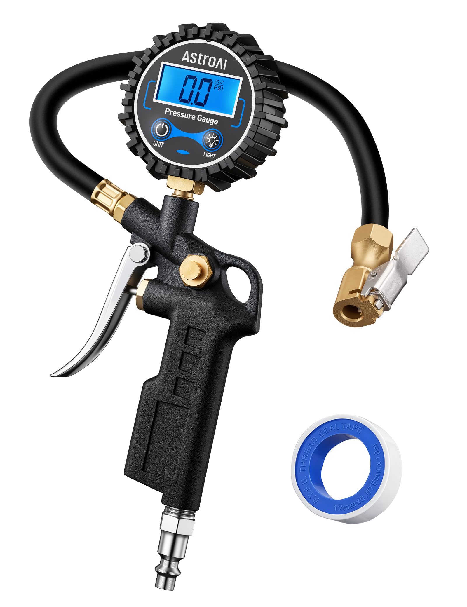 AstroAI Digital Tire Pressure Gauge with Inflator 3-250 PSI Fits 1/4" NPT | Heav