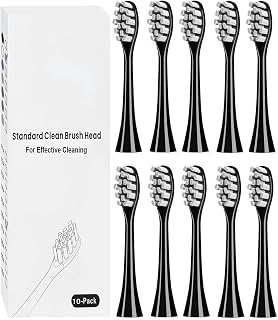 Pack of 10 Replacement Brushes Compatible with Lächen Electric Toothbrush, Replacement Toothbrush Heads Suitable for Lächen Sonic Toothbrush, Brush Heads for Smile, Black