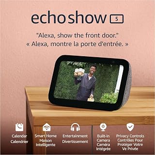 Amazon Echo Show 5 (newest model), Smart display with deeper bass and clearer sound, Designed for Alexa+, Charcoal