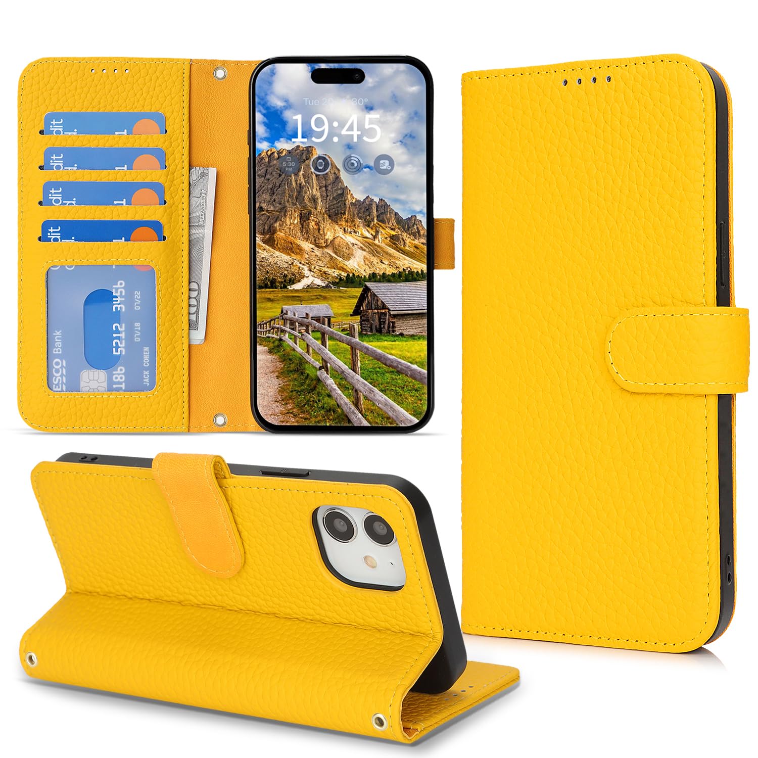 Compatible iPhone 12 Case, Notebook Style, Card Storage, Stand Function, iPhone 
