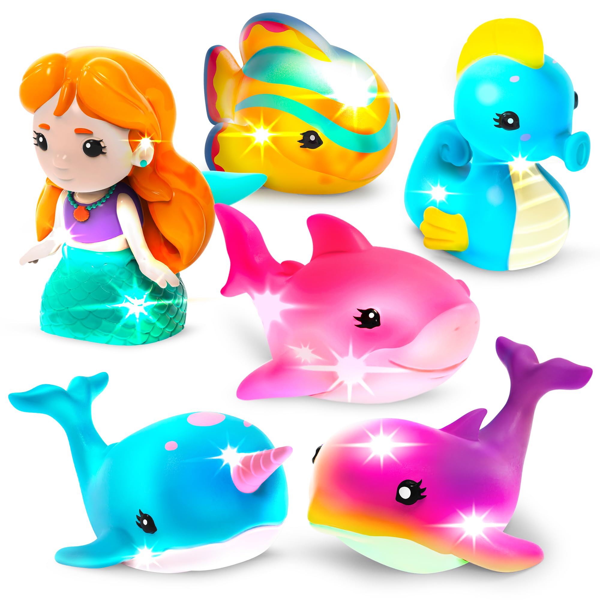 Tub Works® Mermaid Lagoon™ Light Up Bath Toys, 6 Pack | Water-Activated Light Up