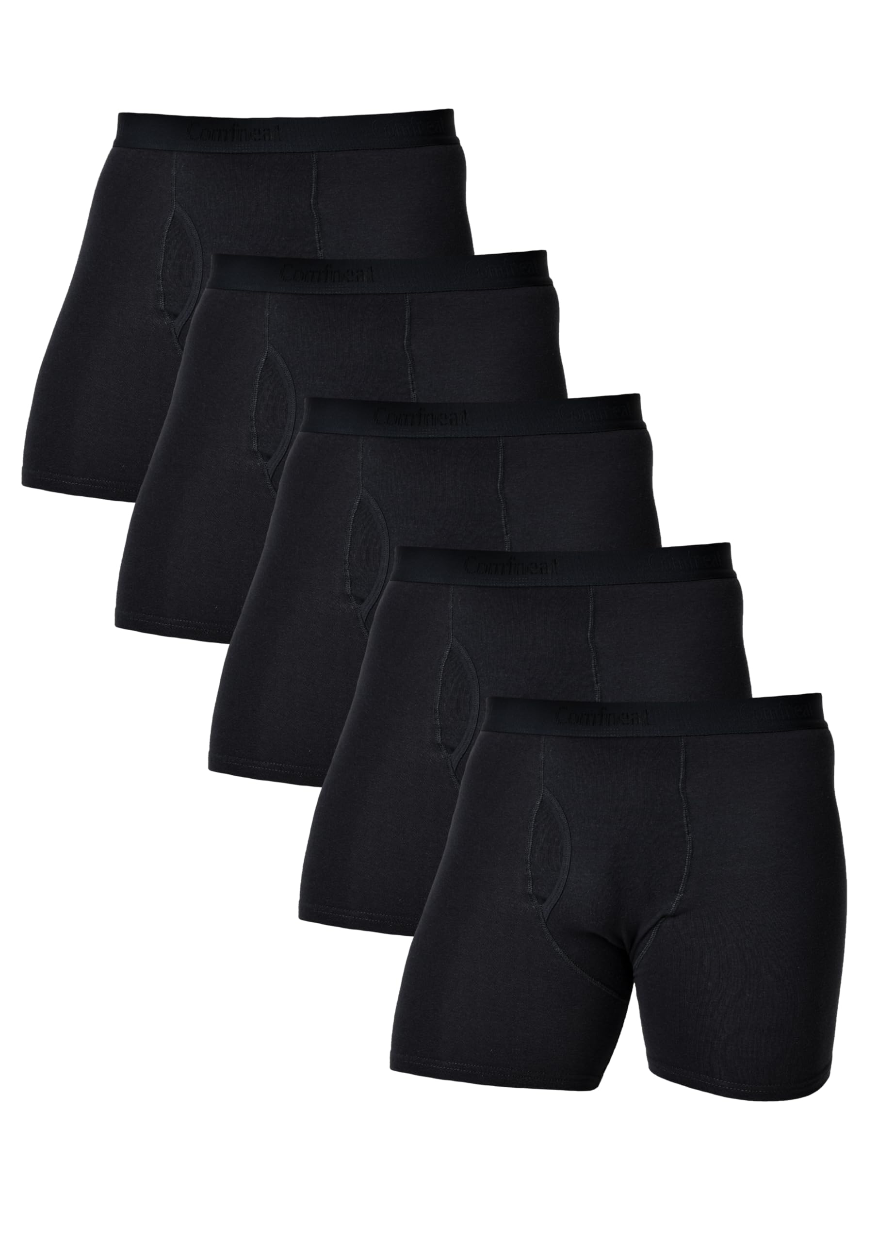 Comfneat Men's 6 Pack Boxer Shorts Cotton Long Leg Retro Shorts Soft Underwear