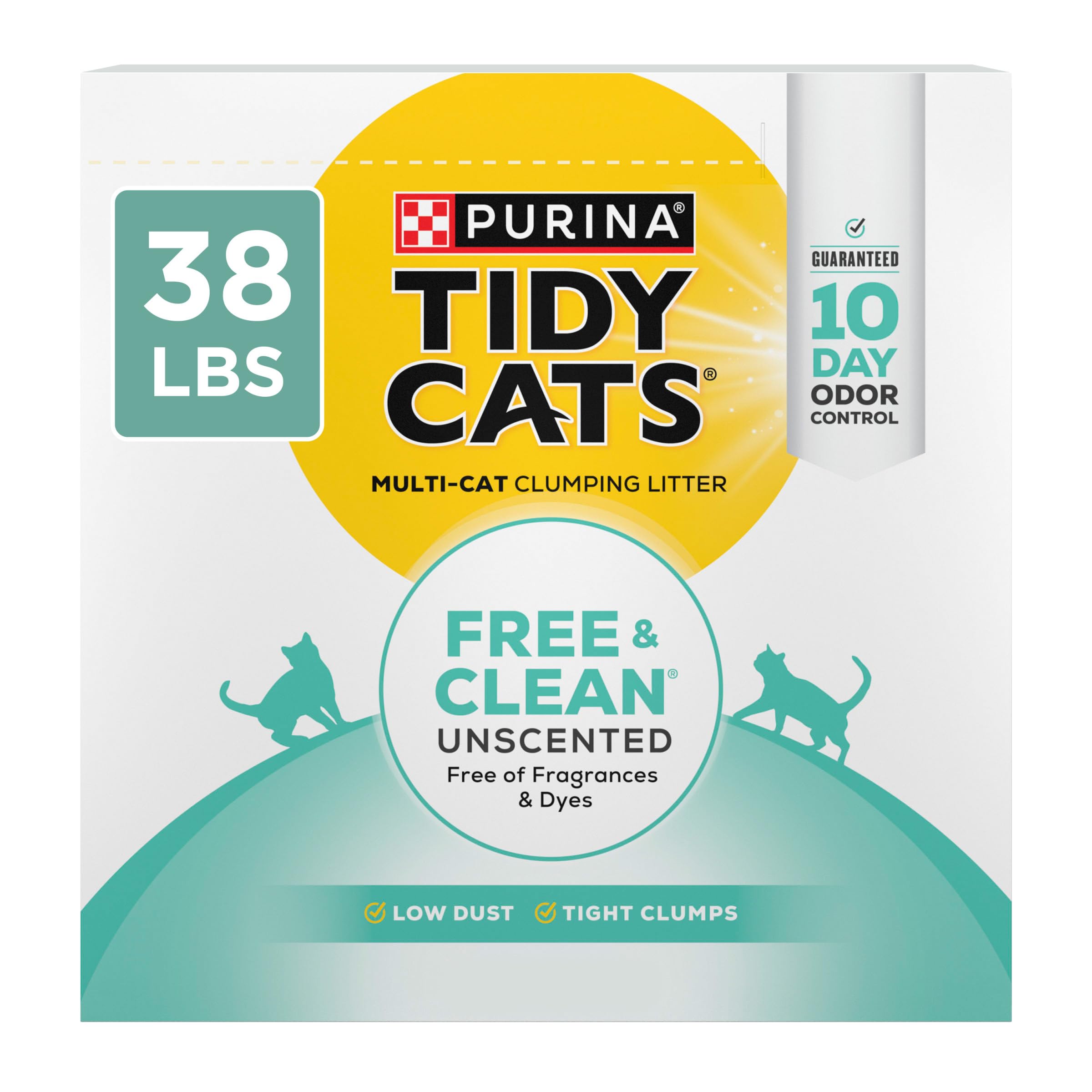 Purina Tidy Cats Free and Clean Unscented Clumping Cat Litter, 38 lb Box | Activ
