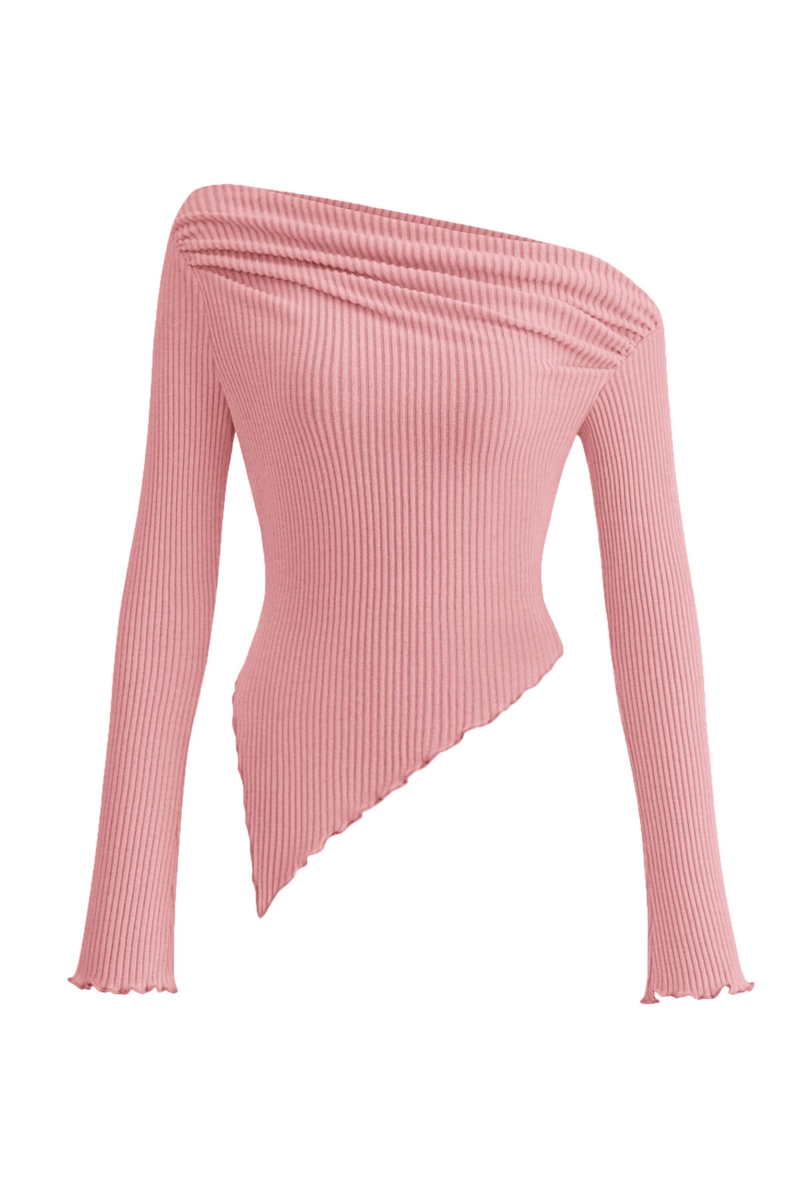 PRETTYGARDEN Women's Long Sleeve Y2K Crop Top Trendy Off Shoulder Asymmetrical F