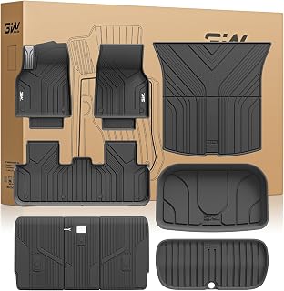 3W Tesla New Model Y Juniper 2025 2026 2027 Floor Mats, Not for Standard | 9PCS, Cargo Liners, Trunk Mats, Seat Back Protector, All Weather Customer Fit Vigormold™ TPE, Model Y Juniper Accessories